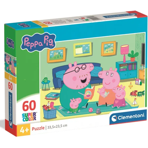 Rodinná zábava s Peppou Prasátkem 60dílné Supercolor puzzle - Clementoni obrázek 1