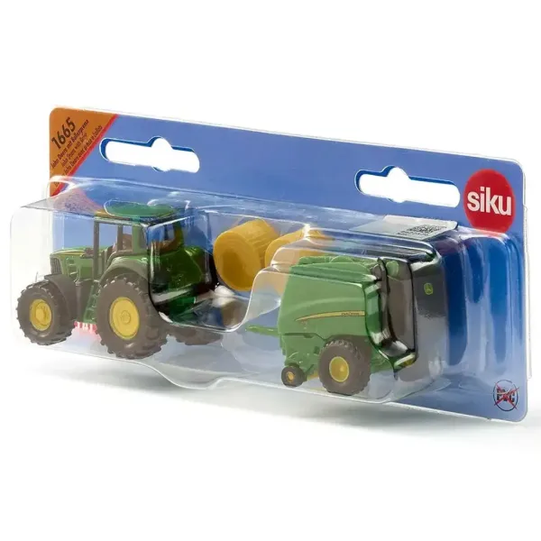 SIKU traktor John Deere s balíkovacím zařízením 1/72 obrázek 3