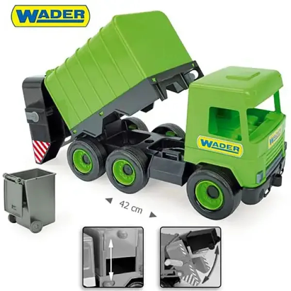 Střední nákladní auto: Popelářské auto 43cm zelené - Wader obrázek 3
