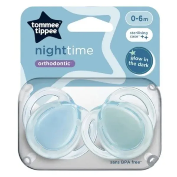 Tommee Tippee: Noční čas 2 ks fluorescenční ortodontické dudlíky set v několika variantách (0-6 měsíců) obrázek 1