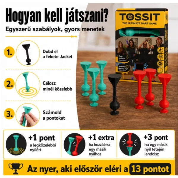 Tossit Starter Pack červeno-tyrkysová silikonová společenská hra se šipkami s přísavkami obrázek 3