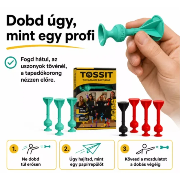 Tossit Starter Pack červeno-tyrkysová silikonová společenská hra se šipkami s přísavkami obrázek 4