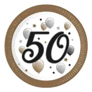 "50" let papírové talíře s nápisem, sada 8 ks, 23 cm