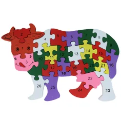ABC - 123 kráva strom vzdělávací puzzle obrázek 3