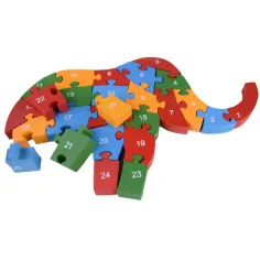 ABC - 123 sloní dřevěné vzdělávací puzzle obrázek 3