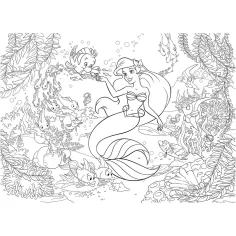 Ariel malá mořská víla 2 v 1 108dílné puzzle a omalovánky 50x35 cm - Lisciani obrázek 3