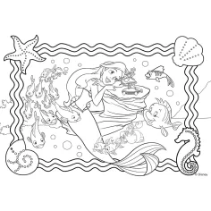 Ariel malá mořská víla 2 v 1 puzzle a omalovánky 250 dílků 50x35 cm - Lisciani obrázek 3