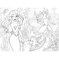Arielův dvousvět 2 v 1, 48dílné Eco mini puzzle a omalovánky 35x25 cm – Lisciani obrázek 3