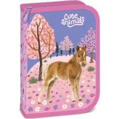 Ars Una: Cute Animals rozkládací polstrovaný penál s motivem koní 13x19x4cm