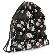 Ars Una: Flowery Black květinový teenagerský sportovní vak, sportovní taška 37,5x46cm