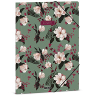 Ars Una: Flowery green květinová složka s gumou, velikost A4