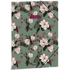 Ars Una: Flowery green květinová složka s gumou, velikost A4