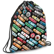 Ars Una: Rollin Mania skateboard vzor černý cvičební pytel, sportovní taška 32x42cm