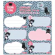 Ars Una: Think Pink balíček se štítky na sešity s kočičím motivem, 3x6 ks.