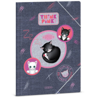 Ars Una: Think Pink roztomilé kočičí desky s gumičkou, formát A4