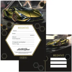 Ars Una: Žluté pozvánky s motivem Lamborghini, sada 10 ks včetně obálek