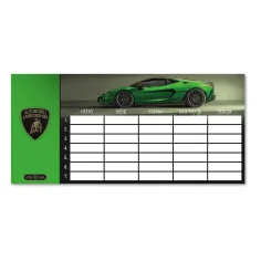 Ars Una: zelené Lamborghini — jednostránkový, oboustranný rozvrh hodin