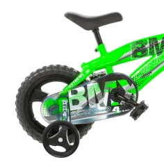 BMX 12” dětské kolo s postranními kolečky v zeleno-černé barvě – kolo Dino Bikes obrázek 4