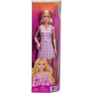 Barbie: Fashionista kamarádky stylová módní panenka ve sádře v růžových kostkovaných šatech – Mattel