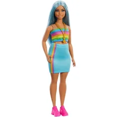 Barbie: Fashionista panenka ve barevných pruhovaných šatech - Mattel obrázek 3