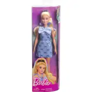 Barbie: Módní stylová blondýnka v modrých šatech se vzorem motýlka – Mattel