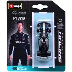 Bburago: Mercedes-AMG Petronas F1 W16 F1 (2025/) závodní automobil, kovový model v měřítku 1:64 (George Russel #68)