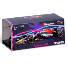 Bburago: Red Bull RB19 F1 závodní auto kovový model 1/43 (Max Verstappen #1, Miami GP speciální edice, s helmou) obrázek 4