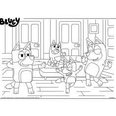 Bluey a přátelé 2 v 1 4x48dílné maxi podlahové puzzle a omalovánky 35x25 cm - Lisciani obrázek 4