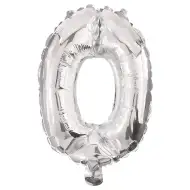 Četné fóliové balónky stříbrné barvy – číslo 0, 86 cm