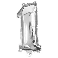 Četné fóliové balónky stříbrné barvy – číslo 1, 32 cm