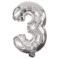 Četné fóliové balónky stříbrné barvy – číslo 3, 86 cm