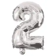 Četné fóliové balónky ve stříbrné barvě – číslo 2, 86 cm