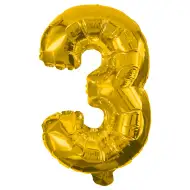 Četné fóliové balónky ve zlaté barvě – číslo 3, 86 cm