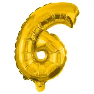 Četné fóliové balónky ve zlaté barvě – číslo 6, 86 cm