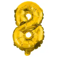 Četné fóliové balónky ve zlaté barvě – číslo 8, 32 cm