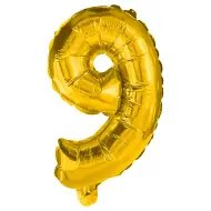 Četné fóliové balónky ve zlaté barvě – číslo 9, 86 cm