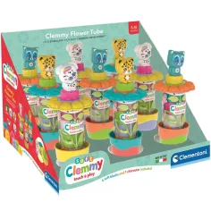 Clemmy: Měkké barevné stavební kostky s figurkou v květinovém úložném boxu 1 ks - Clementoni