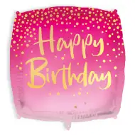Čtvercový balónek "Všechno nejlepší k narozeninám" 46 cm - růžový