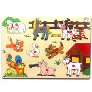 Dřevěná farma s puzzle ve tvaru zvířat
