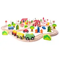 Dřevěná železniční sada s mostem a zastávkou - Woodyland