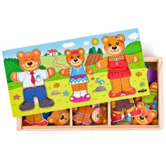 Dřevěné puzzle oblékací medvědí rodina - Woodyland obrázek 2