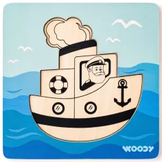 Dřevěné puzzle s lodí pro děti, 5 dílků - Woodyland obrázek 3