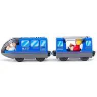 Dřevěný elektrický vlak s nákladem a figurkami - Woodyland
