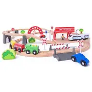 Dřevěný vlak s kolejnicemi a lokomotivou, 60 dílů - Woodyland