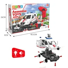DIY sestavitelné záchranářské auto se světelnými a zvukovými efekty, sada 63 dílů obrázek 2