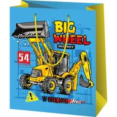 Dárková taška střední velikosti s motivem stavebních strojů Big Wheel 18x10x23 cm obrázek 1