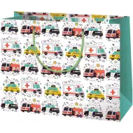 Dárková taška střední velikosti s motivem záchranářů, policistů a hasičů 23x10x17,8 cm