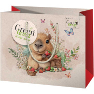 Dárková taška střední velikosti se vzorem Green Grass Capybara 18 × 10 × 23 cm