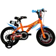 Dětské kolo Hot Wheels 16” s držákem na láhev a postranními kolečky v oranžovo-černé barvě – kolo Dino Bikes