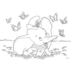 Disney Dumbo 2 v 1 35dílné maxi puzzle a omalovánky 70x50 cm - Lisciani obrázek 2